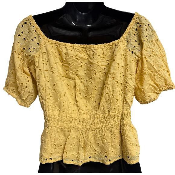 Abercrombie & Fitch Women Babydoll Top Blouse Small S Yellow Short Sleeve NWOT - Picture 4 of 7